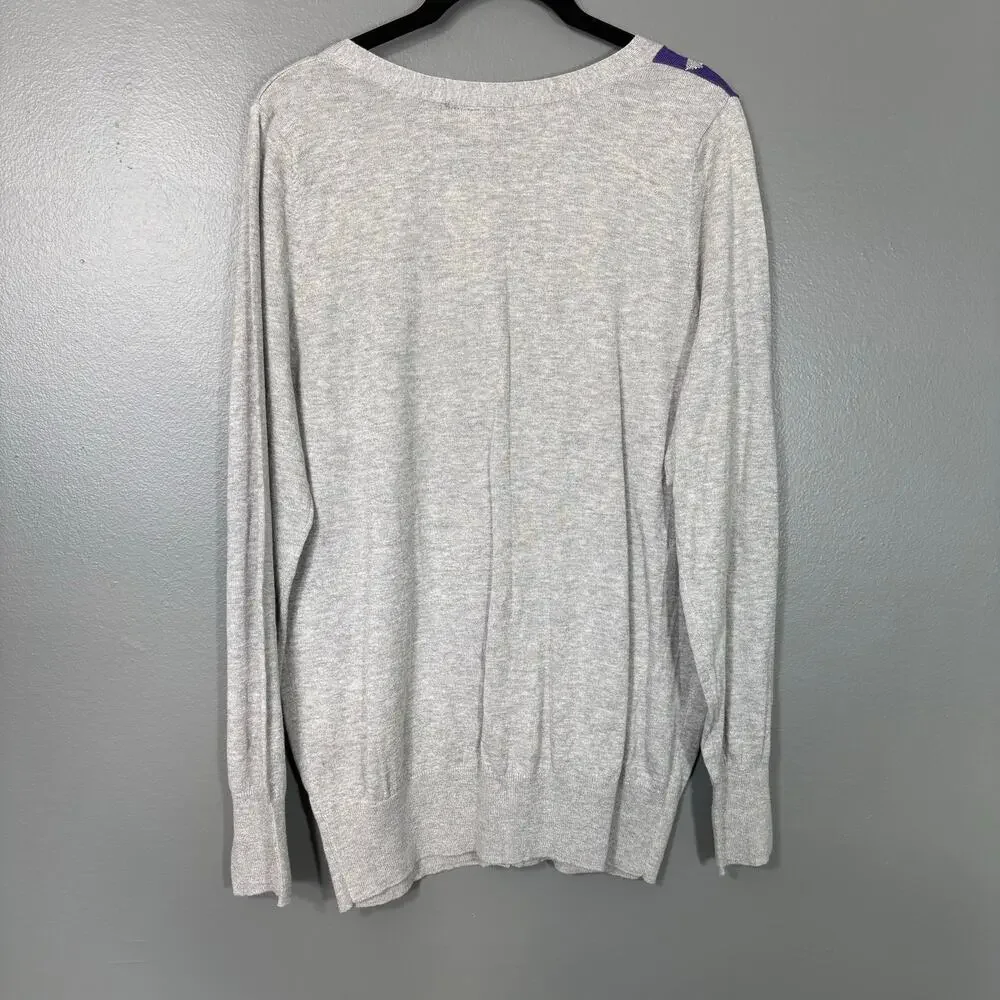 Lane Bryant NWT Y2K Gray Argyle Cardigan Sweater - 14/16 - Women's Plus Size